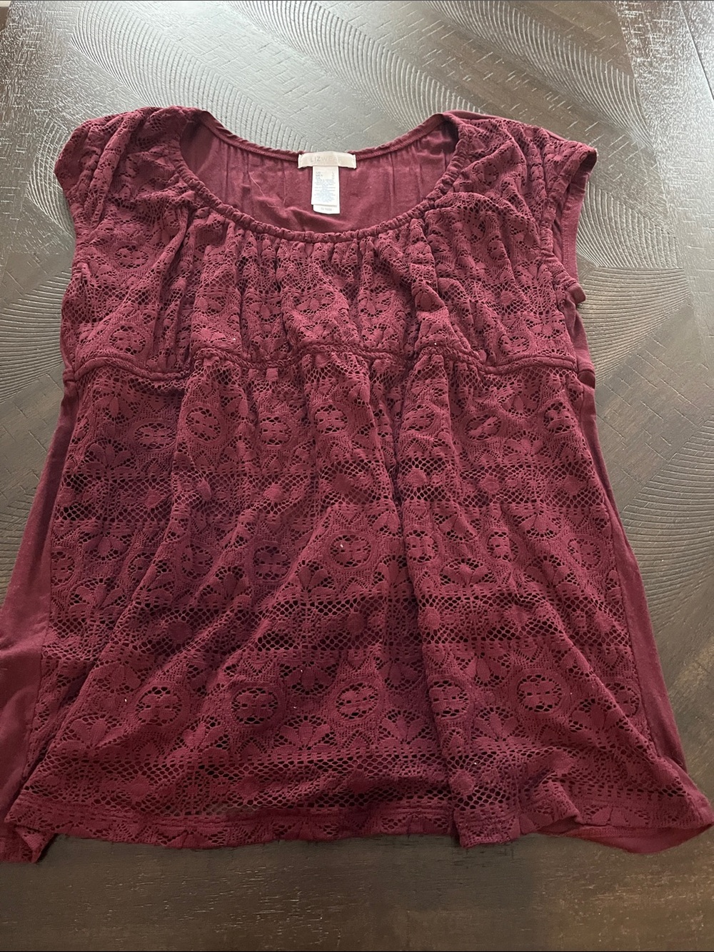 Lace Overlay Burgundy Camisole Top